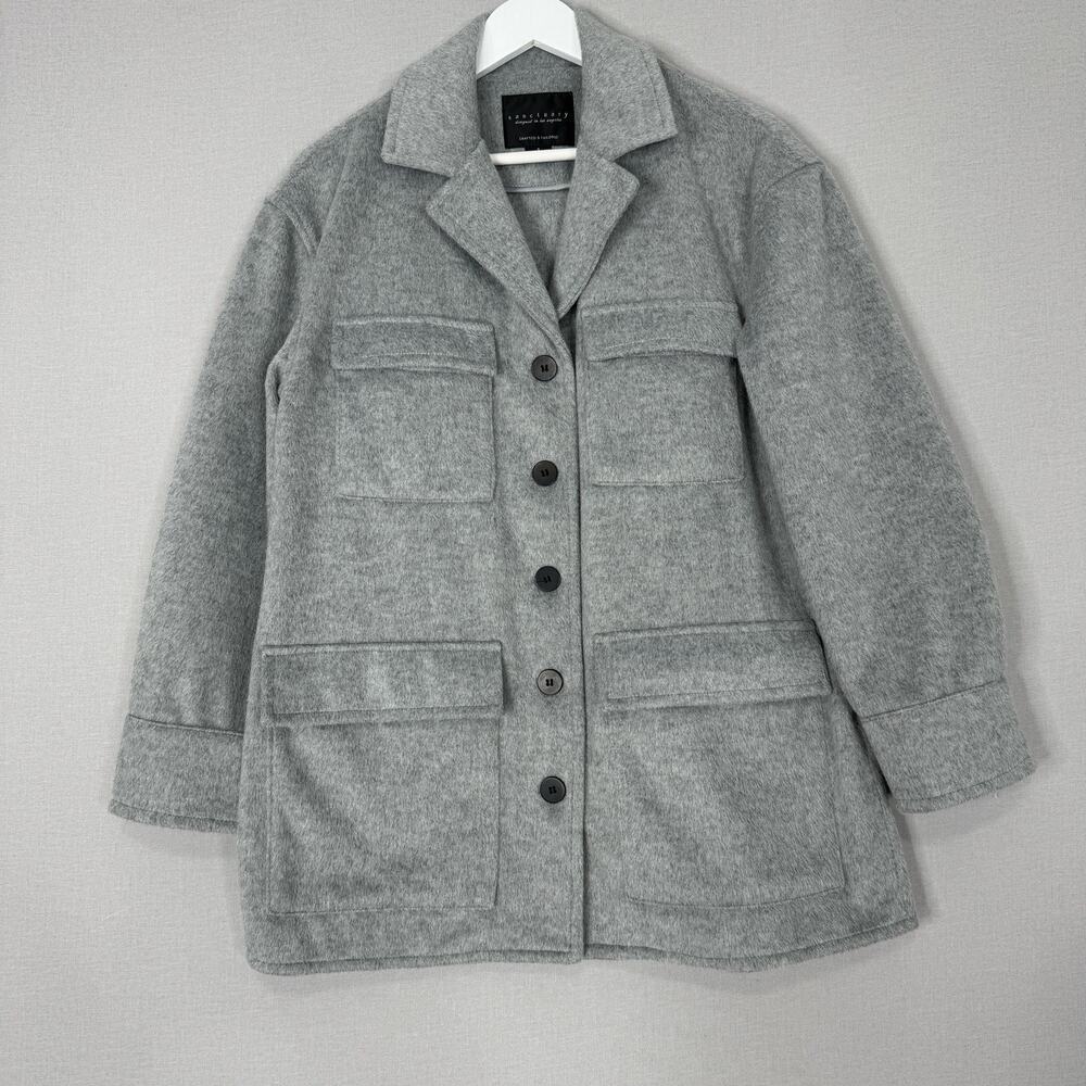 Sanctuary Womens Jacket Small‎ Gray Fisher Car Coat Utility Brushed Felt Shacket